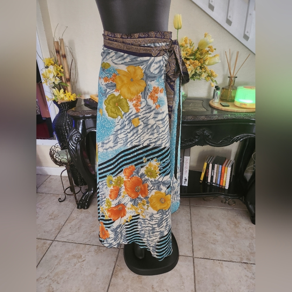 Wrap & Reversible silk skirt